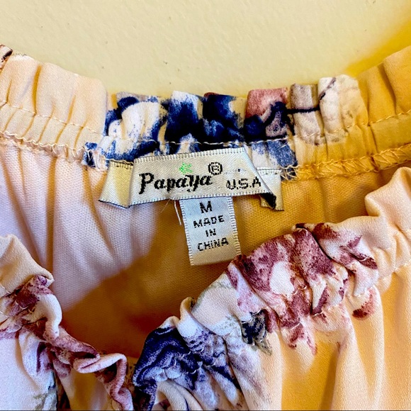 Papaya Floral Off the Shoulder Romper M - Picture 5 of 6